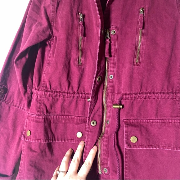 Arizona Jean company maroon burgundy red military utility jacket sz m like new - Picture 4 of 9